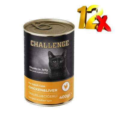 Challenge Tavuklu Ciğerli Kedi Konservesi 400 Gr x 12 Adet