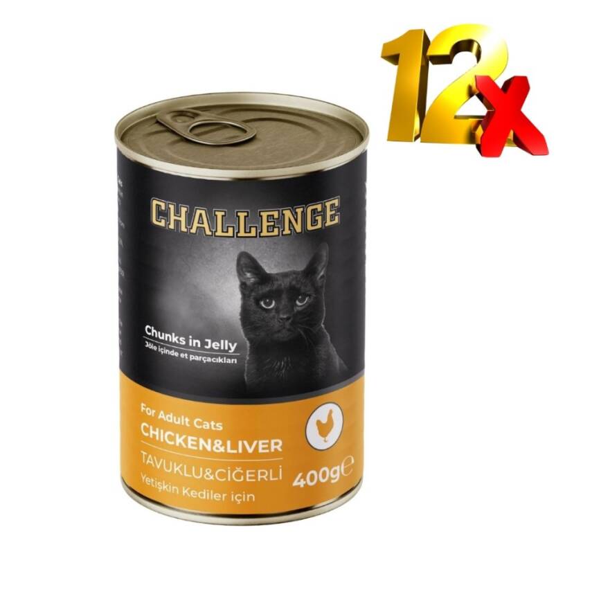 Challenge Tavuklu Ciğerli Kedi Konservesi 400 Gr x 12 Adet - 1